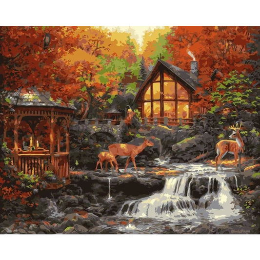 Landscape Cottage Diy Paint By Numbers Kits WM-1118 - NEEDLEWORK KITS