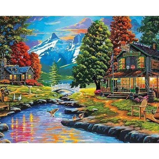 Landscape Cottage Diy Paint By Numbers Kits ZXQ3923 - NEEDLEWORK KITS