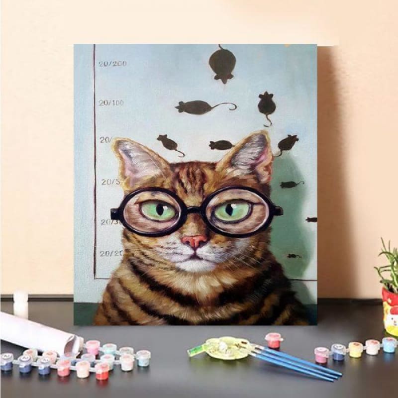 Paint by Numbers Kit- Cat with glasses