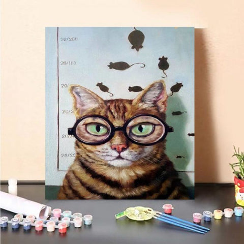 Paint by Numbers Kit- Cat with glasses