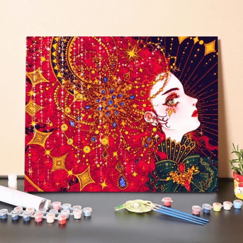 Paint by Numbers Kit-Dazzling red hair