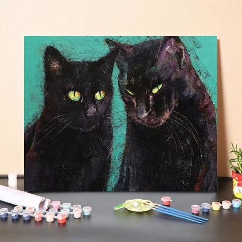 Paint by Numbers Kit – Two Black Cats