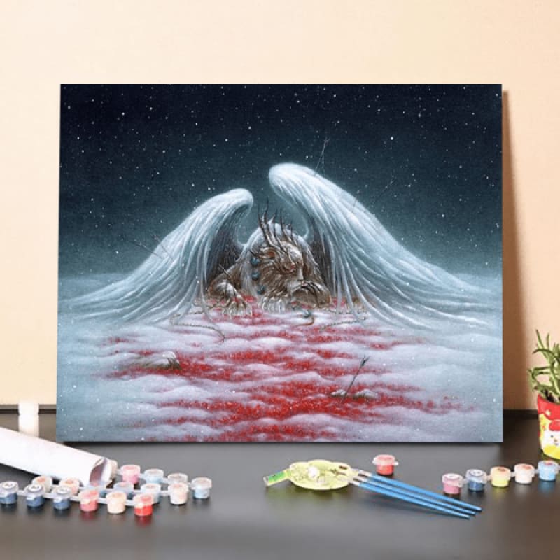 Paint by Numbers Kit-Wounded Flying Dragon