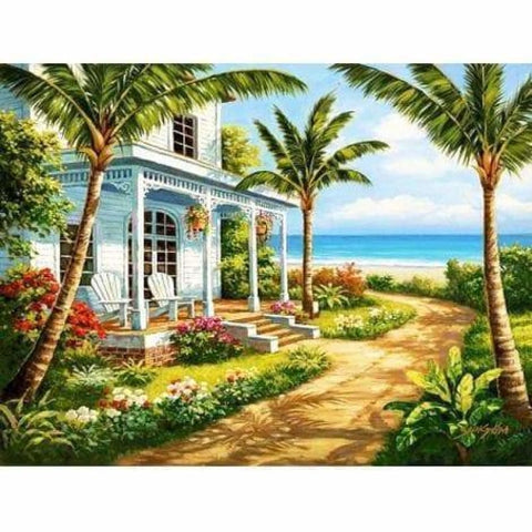 Seaside House Diy Paint By Numbers Kits PBN95422 - NEEDLEWORK KITS