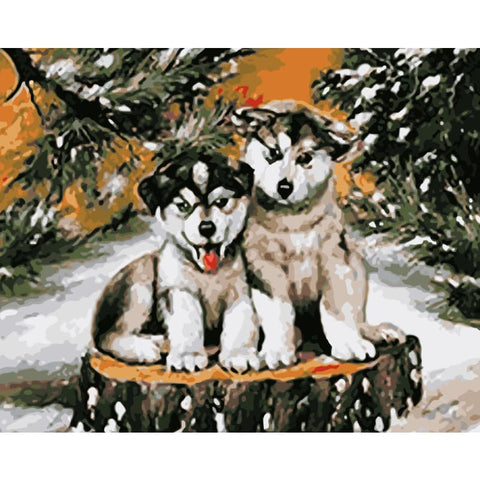 Snow Dog Diy Paint By Numbers Kits WM-663 - NEEDLEWORK KITS